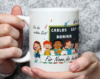 Personalisierte Tasse mit Spruch - Erzieher/in Abschied mit Tafel - mit Namen - Geschenk für Lehrer - Abschiedsgeschenk - Kinder - Sie /Ihn