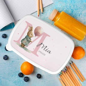 Lunchboxen Initial - Hase, Schaf, Fuchs, Bär - Personalisierte Brotdose - für Kinder - mit Name - Geschenk zur Einschulung - Geburtstag