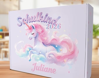 Scatola regalo - Unicorno magico per scolari - Personalizzata per l'inizio della scuola - Scuola - Scatola regalo per il ritorno a scuola - Confezione regalo per studenti