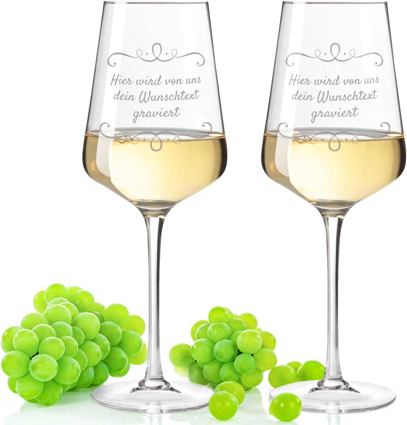 Leonardo - Copas De Vino Con Grabado, Diseño De Rosas Blancas Y