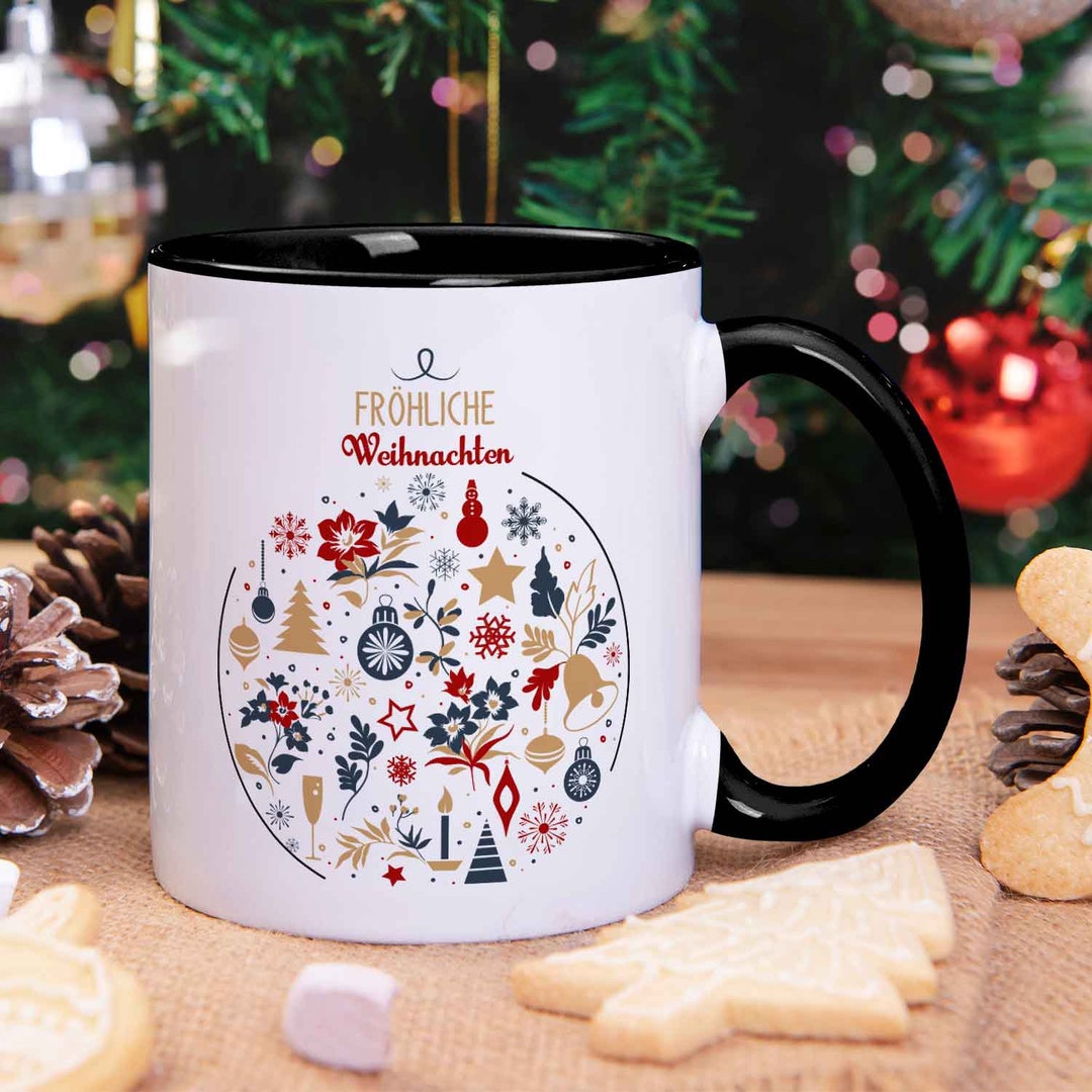 GRAVURZEILE Tazza con motivo natalizio – Buon Natale alce – Regali per donne e uomini – Per uso alimentare – Adatto per il microonde – Regalo per gnomi e Natale – Nero