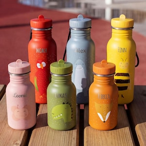 Borraccia Trixie in acciaio inox personalizzata con nome - Asilo/Scuola materna - Borraccia - Regalo per bambini - Scuola/Ritorno a scuola