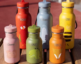 Personalisierte Trinkflasche von Trixie mit Name aus Edelstahl - Kindergarten Kita - Wasserflasche - Geschenk Kinder - Schule Einschulung