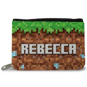 Cartera personalizada para niños – Diseño Pixel Earth – Regalo para niños y niñas – Cumpleaños, bautizos y escolarización