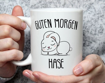 Tasse mit Spruch - Guten Morgen Hase - Geschenk für Familie und Freunde - zum Geburtstag - Paare - Frauen / Männer - für Sie & Ihn