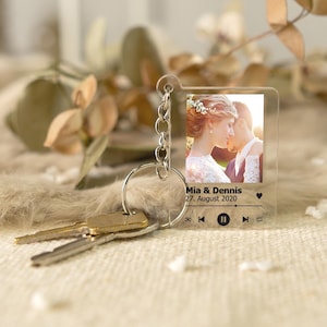 Porte-clés personnalisé avec photo - Pochette de chanson Spotify - Pochette d'album porte-clés - Cadeau partenaire - Cadeau de mariage