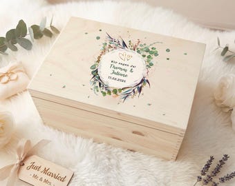 Scatola ricordo personalizzata - Matrimonio a tema floreale - con nomi e data - scatola dei ricordi per gli sposi - regalo di nozze