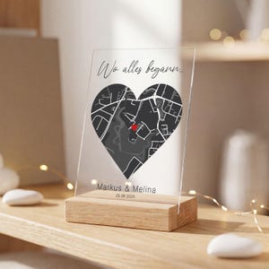 Personalisiertes Acrylglas - Wo alles begann - mit Namen, Datum & Ort - Koordinaten - Geschenk Brautpaar - Karte Erstes Date - Valentinstag