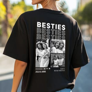 Personalisiertes Oversized T-Shirt „Besties“ - bis zu 8 Fotos, Name & Spruch - Geschenk Beste Freundin - Freundschafts Shirt - BFF - Bestie