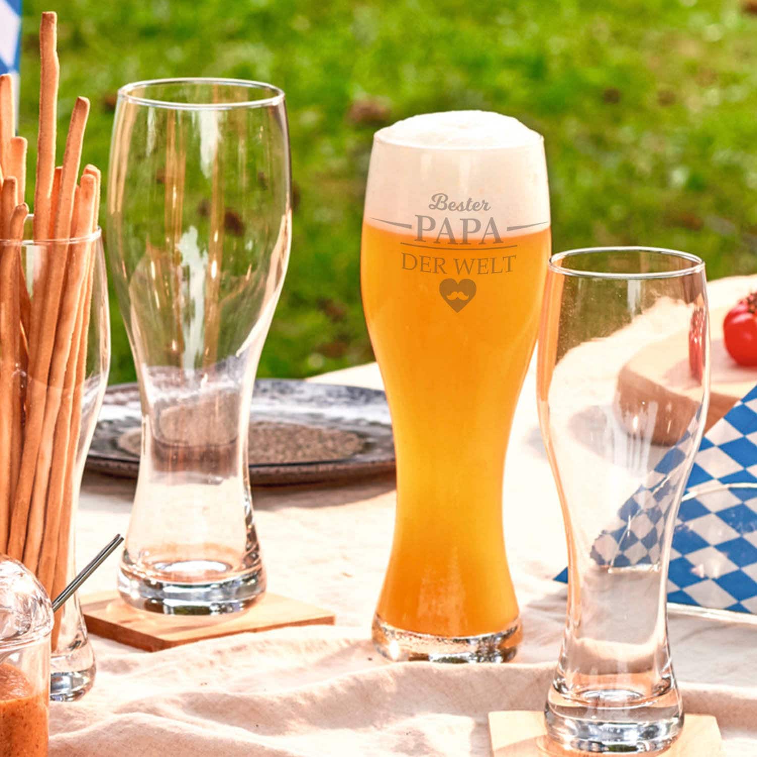 Bicchiere Da Birra In Vetro Con Incisione - 'Miglior Papà Del Mondo' In Tedesco, 0.5L, Leonardo, Regalo Per Papà E Appassionati Birra