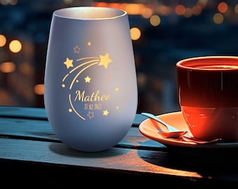 Lanterne personnalisée avec gravure - étoile filante - avec nom et date - lumière de deuil - décoration de tombe de deuil - lumière de tombe - en souvenir