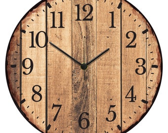 Wanduhr aus Holz - Nature Love - Schleichendes Uhrwerk - Ohne Tickgeräusche - Ø 30 cm - Wanduhren für Wohnzimmer Schlafzimmer & Küche