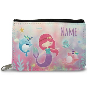 Cartera impresa personalizada - diseño sirena - para niños que empiezan el colegio - regalo de cumpleaños - regalo de cumpleaños