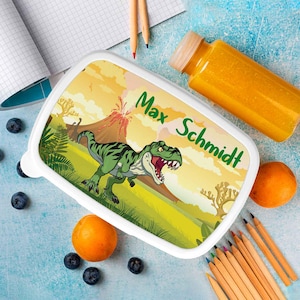 Lunchbox T-Rex - Lunchbox personnalisée - pour enfant - avec nom - pour inscription à l'école - anniversaire - communion - cadeau de baptême