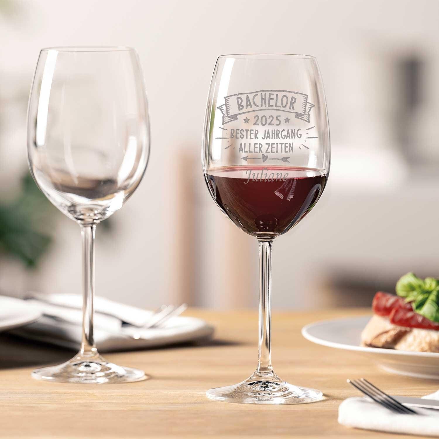 GRAVURZEILE Leonardo Bicchieri da vino con incisione erba della GRAVURZEILE Leonardo Bicchieri da vino con incisione erba della