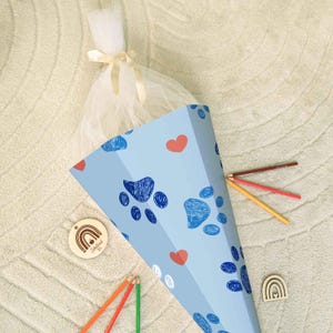 Cône d'école imprimé - vierge avec divers motifs à bricoler - cadeau pour la scolarisation - cône de bonbons hexagonal pour garçons et filles
