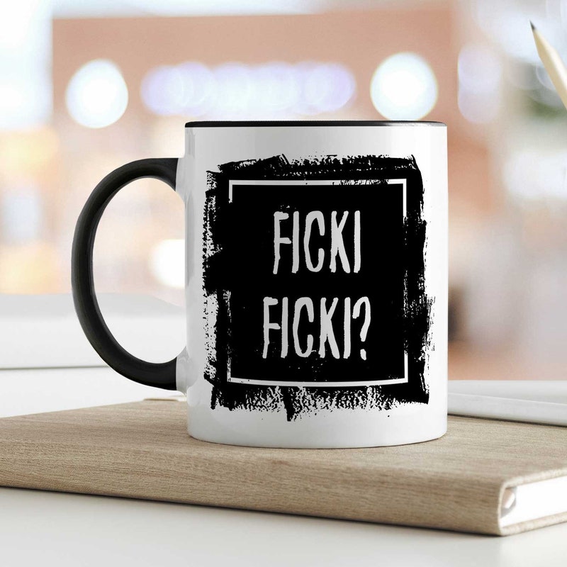 thumbnail image 2 of Funny Irony Coffee Mug 'Ficki Ficki?' – Theme Humor Ceramic Cup – MoonWorks 13704 2 of 5
