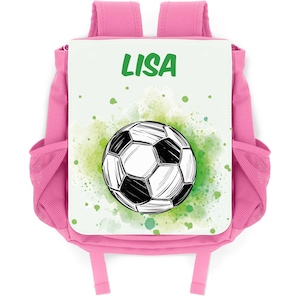 Sac à dos enfant football rose personnalisé – cadeau pour la rentrée scolaire et la garderie – sac à dos enfant pour garçon – cadeaux personnalisés