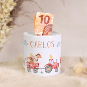 Salvadanaio - fattoria - personalizzato con nome - ceramica - salvadanaio - regalo per bambini - battesimo - iscrizione a scuola - comunione - regalo in denaro