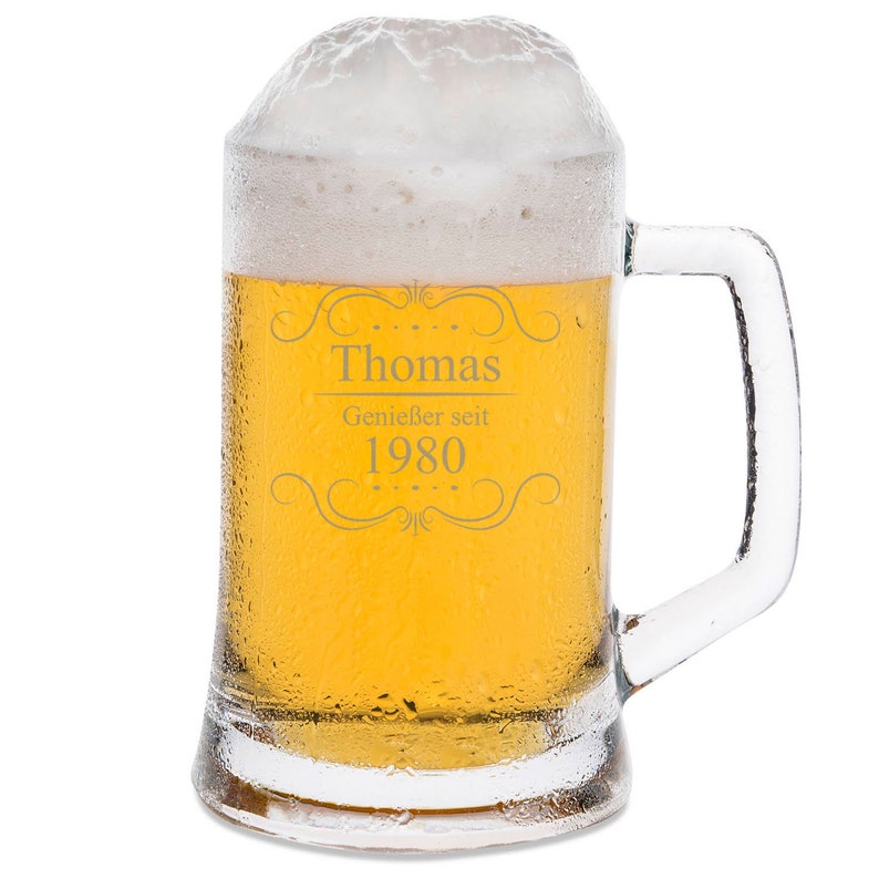 Personalisierter Bierkrug mit Gravur Biergenießer Geschenke für Männer 0,5 L und 0,3 L Vatertagsgeschenk Geburtstagsgeschenk Bild 3