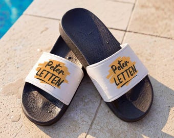 Infradito personalizzate - Ciabatte da bagno con il tuo nome - Pantofole da bagno - Calzature da casa - Divertente regalo di compleanno - Ciabatte