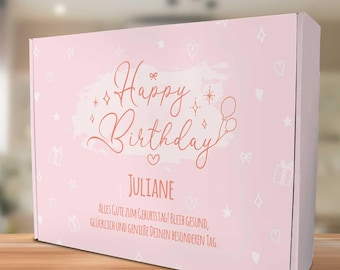 Scatola regalo personalizzata - Buon compleanno rosa - Confezione regalo da riempire - Confezione di compleanno - Cartone regalo