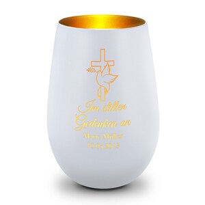 Personalized lantern with engraving In silent remembrance with name & date mourning light grave decoration grave light in remembrance Weiß / Gold