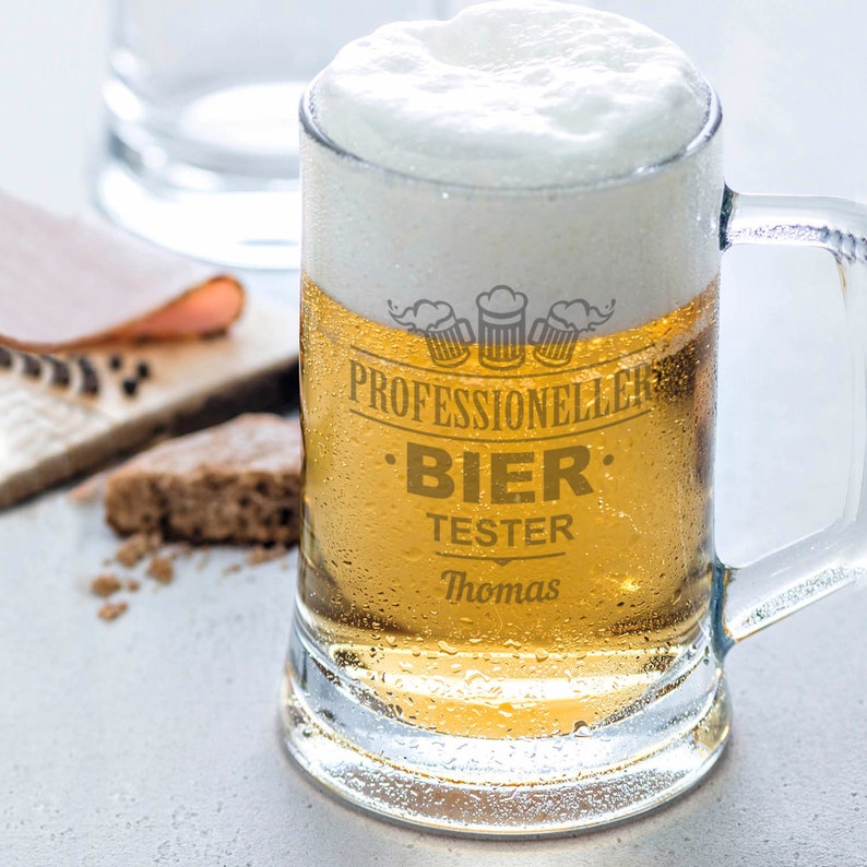 Personalisierter Bierkrug mit Gravur - Professioneller Biertester - Geschenke für Männer - Vatertagsgeschenk - Geburtstagsgeschenk