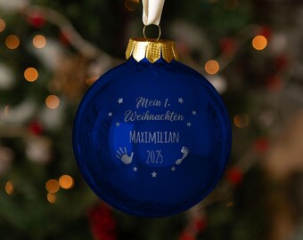 Personalisierte Weihnachtskugel mit Gravur - Mein erstes Weihnachten - Gravierte Christbaumkugel - Weihnachtsbaum Ornament - Weihnachtsdeko