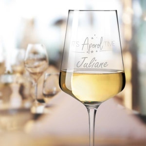 Personalisiertes Weinglas mit Gravur It's Aperol Time Personalisiert mit Namen Geschenk für Frauen & Männer Geschenkidee Geburtstag Puccini