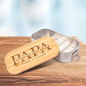 Boîte à lunch avec couvercle gravé - Papa, tu es le meilleur - Personnalisée avec nom - Acier inoxydable - Cadeau pour la fête des pères - Anniversaire