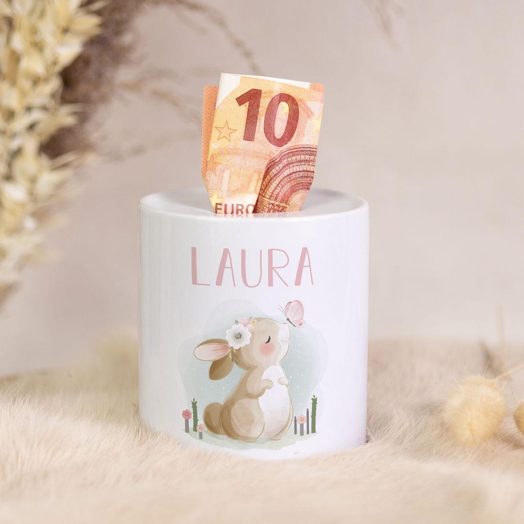 Sooty Rabbit Money Box Money Box - Rabbit - Personalized With Name - Ceramic - Piggy Bank ...