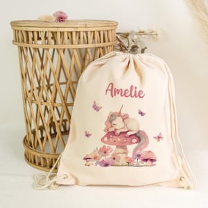 Personalisierter Turnbeutel mit Kindermotiv - Sportbeutel mit Name - Jute Beutel Sporttasche - Wechselkleidung - Schule - Kinder Beutel