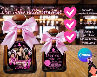 Editable Don Julio Bottle Label Templates (350ml, 750ml)