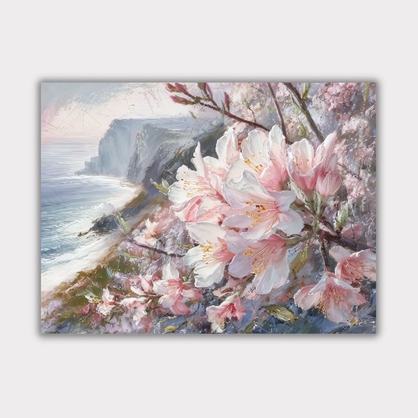 Blossoming Sea Thrift Cliff Poster, Wall Art, Wall Decor