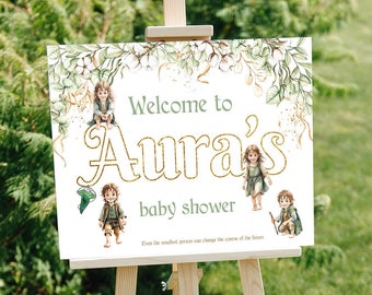 Welcome sign Baby Shower Welcome Sign LOTR Hobbit Lord of the Rings Theme Personalized Welcome Party Sign Ready to print