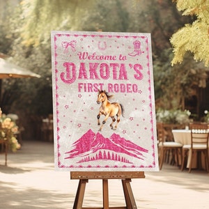 First Rodeo Birthday Welcome Sign: Rustic Cowgirl Party (Digital Download)