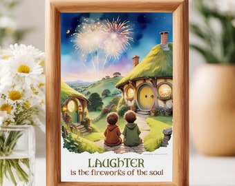 Hobbit Nursery Wall Art Quote Firework Kid Room Decor Newborn gift Baby shower gift "Laughter is the firework of the soul" Instant download