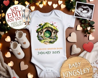 LOTR Pregnancy Announcement Printable with Ultrasound, Hobbit Fantasy Baby Reveal, Gender Neutral Social Media Announcement