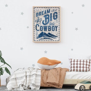 Nursery Print Boy Dream Big Little Cowboy, New Baby Printable Retro ...