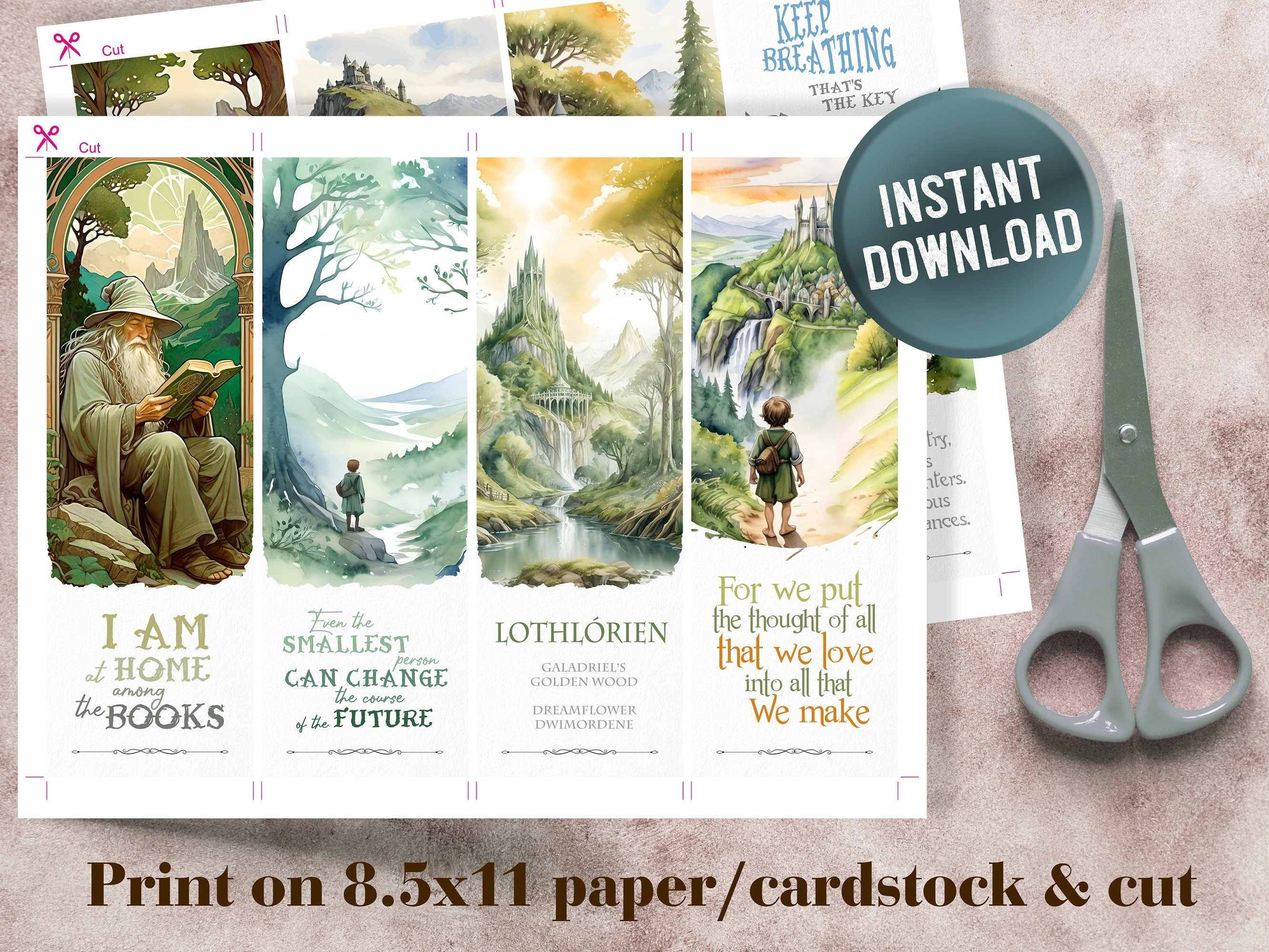 Printable Bookmark Lord of the Rings Personalized Reader Gift LOTR Fan ...