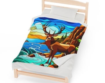 big buck deer print soft blanket animal prints bedroom art couch throw bedding hunting lodge art home & living Father Day gifts teen bedroom