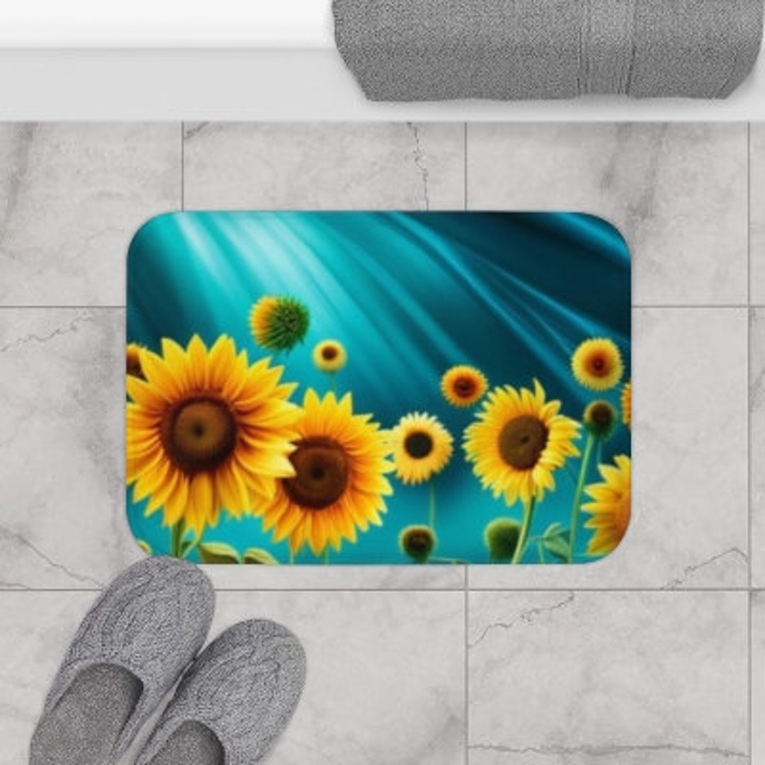 Sunflower Bath Mats Bright & Colorful Rugs Sunflowers Floral Printed ...