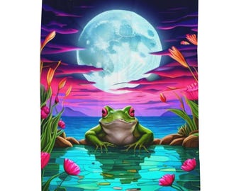 Frog Blanket: Plush Polyester Spandex Blend Couch Throw