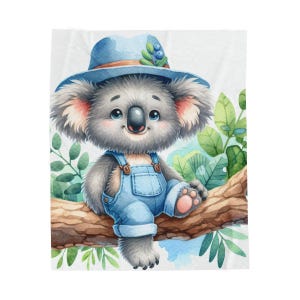koala baby blanket 60&#39; L x 50&#39; W high quality print on a soft polyester spandex blend kids bedding/throw
