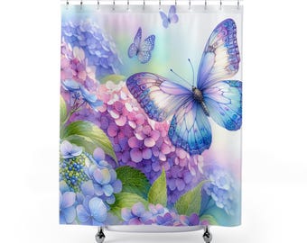 Butterfly Shower Curtain: Island Luxe Decor Spring Cottagecore, Linen Polyester 71'x74'