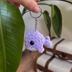 Mini Whale Keychain crochet Plushie stuffed animal Purple