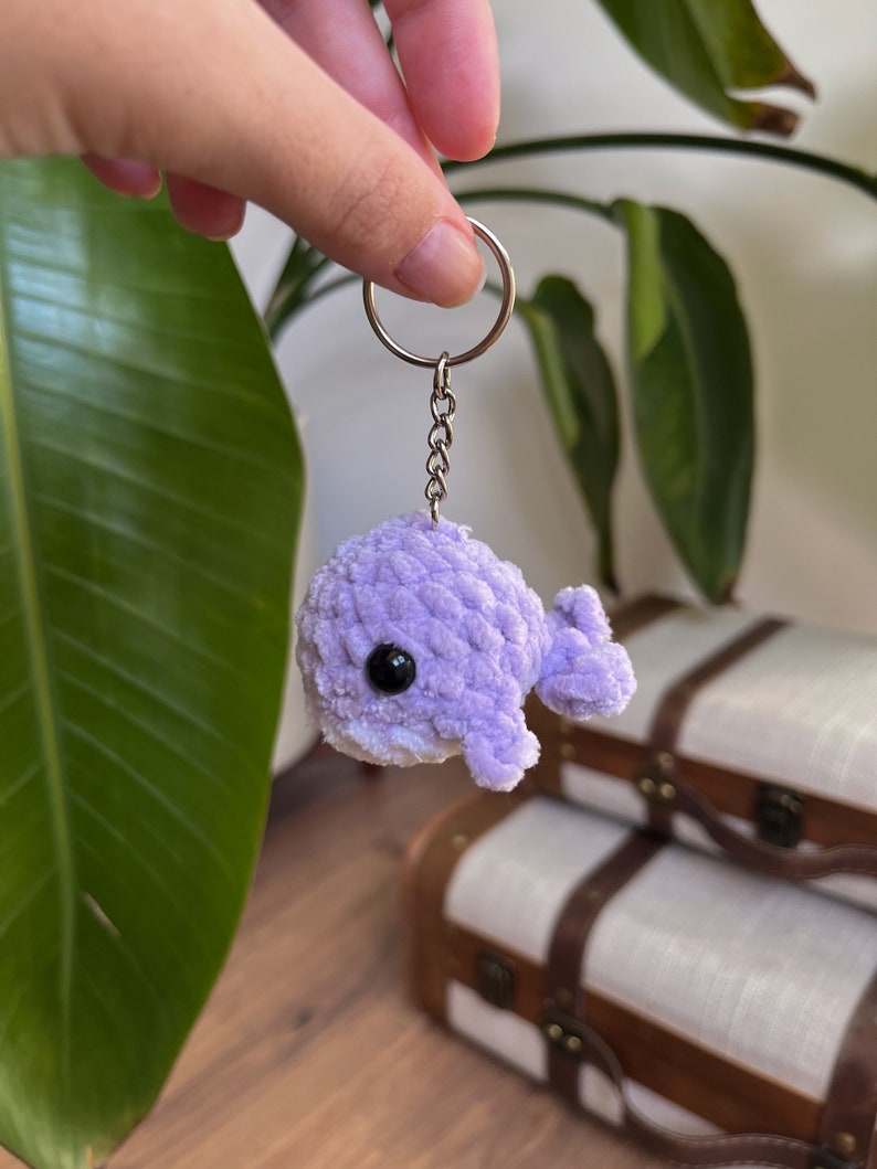 Mini Whale Keychain crochet Plushie stuffed animal Purple