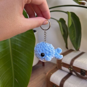 Mini Whale Keychain crochet Plushie stuffed animal Light Blue