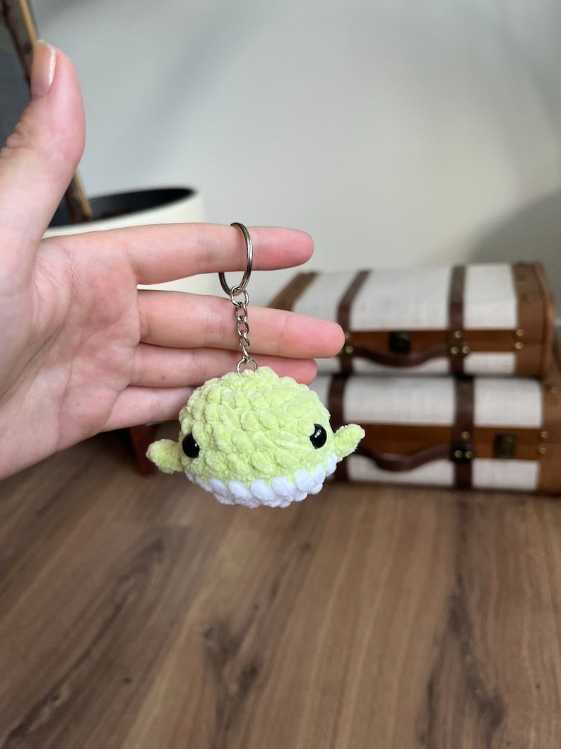 Mini Whale Keychain crochet Plushie stuffed animal Green
